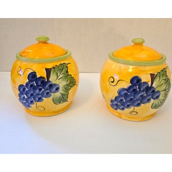 Vintage Waccamaw Pottery Cannisters Made in Portugal Set of 2  Kitchen - Picture 1 of 5
